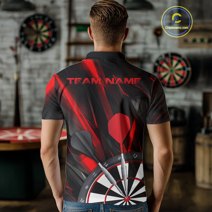 Custom Black And Red Dart Jerseys, Dart Polo Shirts For Men Team Jerseys IPHW9680