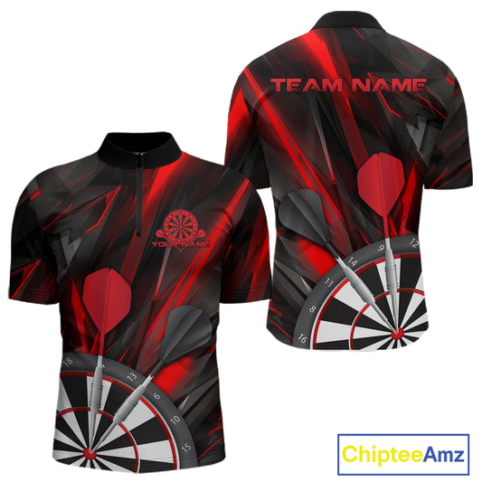 Custom Black And Red Dart Jerseys, Dart Quarter-Zip Shirts For Men Team Jerseys IPHW9680
