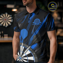 Load image into Gallery viewer, Custom Black And Blue Dart Jerseys, Dart Polo Shirts For Men Team Jerseys IPHW9681