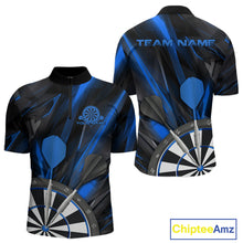 Load image into Gallery viewer, Custom Black And Blue Dart Jerseys, Dart Quarter-Zip Shirts For Men Team Jerseys IPHW9681