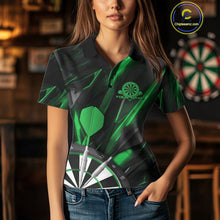 Load image into Gallery viewer, Custom Black And Green Dart Jerseys, Dart Polo Shirts For Women Team Jerseys IPHW9682