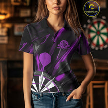 Load image into Gallery viewer, Custom Black And Purple Dart Jerseys, Dart Polo Shirts For Women Team Jerseys IPHW9683