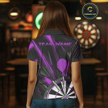 Load image into Gallery viewer, Custom Black And Purple Dart Jerseys, Dart Polo Shirts For Women Team Jerseys IPHW9683