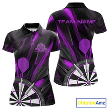Load image into Gallery viewer, Custom Black And Purple Dart Jerseys, Dart Polo Shirts For Women Team Jerseys IPHW9683