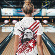 Load image into Gallery viewer, Custom Patriotic Eagle Bowling Shirts For Women, US Flag Bowling League Team Shirt IPHW9475