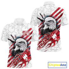 Load image into Gallery viewer, Custom Patriotic Eagle Bowling Shirts For Men, US Flag Bowling League Team Shirt IPHW9475
