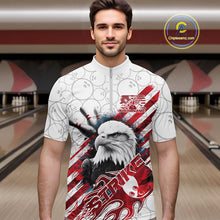 Load image into Gallery viewer, Custom Patriotic Eagle Bowling Shirts For Men, US Flag Bowling League Team Shirt IPHW9475