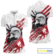Load image into Gallery viewer, Custom Patriotic Eagle Bowling Shirts For Women, US Flag Bowling League Team Shirt IPHW9475