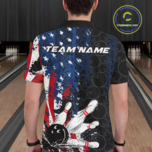 Load image into Gallery viewer, Custom Grunge Vintage American Flag Patriotic Bowling Team Jerseys, Bowling Men Polo Shirt IPHW9489