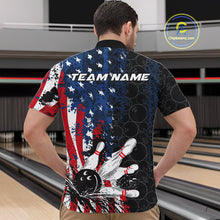 Load image into Gallery viewer, Custom Grunge Vintage American Flag Patriotic Bowling Team Jerseys, Bowling Men Quarter-Zip Shirt IPHW9489