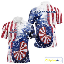 Load image into Gallery viewer, Custom Patriotic Dart Pulse Line Jerseys, US Flag Dartboard Team Polo Shirts For Men IPHW9698