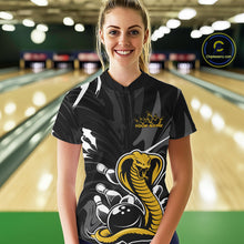 Load image into Gallery viewer, Custom Yellow Cobra Snake Bowling Team Jerseys, Bowling Quarter-Zip Shirts For Women IPHW9708