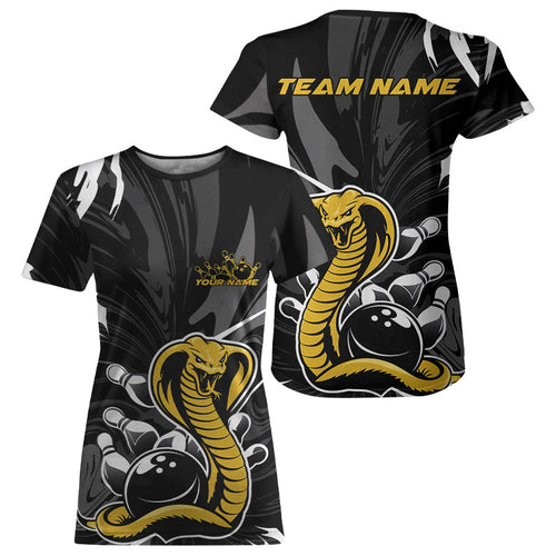Custom Yellow Cobra Snake Bowling Team Jerseys, Bowling T-Shirts For Women IPHW9708
