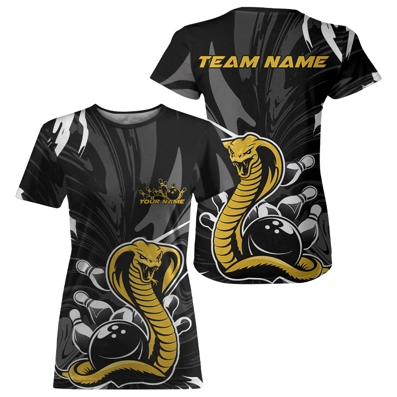 Custom Yellow Cobra Snake Bowling Team Jerseys, Bowling T-Shirts For Women IPHW9708