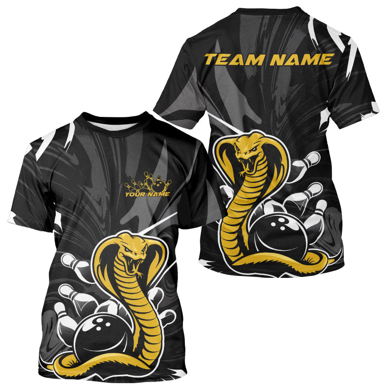 Custom Yellow Cobra Snake Bowling Team Jerseys, Bowling T-Shirts For Men IPHW9708