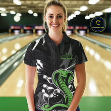 Load image into Gallery viewer, Custom Green Cobra Snake Bowling Team Jerseys, Bowling Polo Shirts For Women IPHW9709