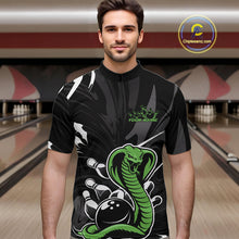 Load image into Gallery viewer, Custom Green Cobra Snake Bowling Team Jerseys, Bowling Quarter-Zip Shirts For Men IPHW9709