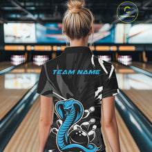 Load image into Gallery viewer, Custom Blue Cobra Snake Bowling Team Jerseys, Bowling Polo Shirts For Women IPHW9710