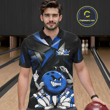 Load image into Gallery viewer, Black And Blue Custom Funny Bowling Team Polo Shirts For Men, Bowling Jerseys IPHW9357