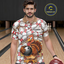 Load image into Gallery viewer, Custom Funny Thanksgiving Turkey Bowling Polo Shirts For Men, Thanksgiving Bowlers Outfit IPHW9719