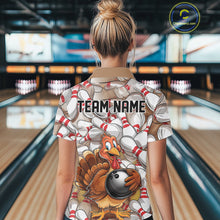 Load image into Gallery viewer, Custom Funny Thanksgiving Turkey Bowling Women Polo Shirts, Thanksgiving Bowlers Outfit IPHW9719