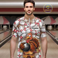Load image into Gallery viewer, Custom Funny Thanksgiving Turkey Bowling Quarter-Zip Shirts For Men, Thanksgiving Bowlers Outfit IPHW9719