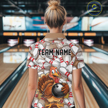Load image into Gallery viewer, Custom Funny Thanksgiving Turkey Bowling Women Quarter-Zip Shirts, Thanksgiving Outfit IPHW9719