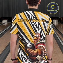 Load image into Gallery viewer, Custom Yellow Funny Thanksgiving Turkey Bowling Team Men Polo Shirts, Bowling Jerseys IPHW9720