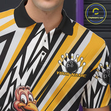 Load image into Gallery viewer, Custom Yellow Funny Thanksgiving Turkey Bowling Team Men Polo Shirts, Bowling Jerseys IPHW9720