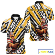 Load image into Gallery viewer, Custom Yellow Funny Thanksgiving Turkey Bowling Team Men Polo Shirts, Bowling Jerseys IPHW9720