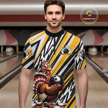 Load image into Gallery viewer, Custom Yellow Funny Thanksgiving Turkey Bowling Team Men Quarter-Zip Shirts, Bowling Jerseys IPHW9720