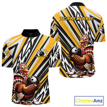 Load image into Gallery viewer, Custom Yellow Funny Thanksgiving Turkey Bowling Team Men Quarter-Zip Shirts, Bowling Jerseys IPHW9720