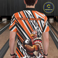 Load image into Gallery viewer, Custom Orange Funny Thanksgiving Turkey Bowling Team Men Polo Shirts, Bowling Jerseys IPHW9721