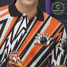 Load image into Gallery viewer, Custom Orange Funny Thanksgiving Turkey Bowling Team Men Polo Shirts, Bowling Jerseys IPHW9721