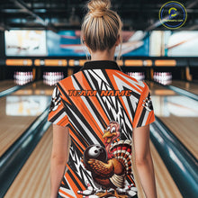 Load image into Gallery viewer, Custom Orange Funny Thanksgiving Turkey Bowling Women Quarter-Zip Shirts, Bowling Jerseys IPHW9721