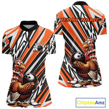 Load image into Gallery viewer, Custom Orange Funny Thanksgiving Turkey Bowling Women Quarter-Zip Shirts, Bowling Jerseys IPHW9721