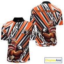 Load image into Gallery viewer, Custom Orange Funny Thanksgiving Turkey Bowling Team Men Quarter-Zip Shirts, Bowling Jerseys IPHW9721