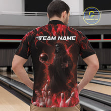 Load image into Gallery viewer, Custom Red Flame Grim Reaper Bowling Quarter-Zip Shirts For Men, Halloween Bowling Outfit IPHW9730