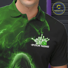 Load image into Gallery viewer, Custom Black And Green Smoke Flame Grim Reaper Halloween Bowling Men Polo Shirts IPHW9741