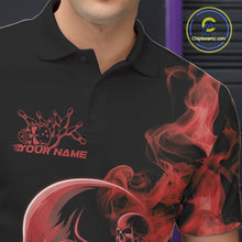 Load image into Gallery viewer, Custom Red Smoke Skull Men Bowling Team Polo Shirts, Hallowen Bowlers Jerseys IPHW9524