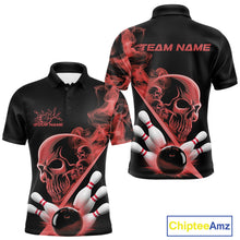 Load image into Gallery viewer, Custom Red Smoke Skull Men Bowling Team Polo Shirts, Hallowen Bowlers Jerseys IPHW9524