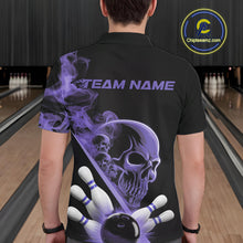 Load image into Gallery viewer, Custom Purple Smoke Skull Men Bowling Team Polo Shirts, Hallowen Bowlers Jerseys IPHW9525