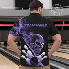 Load image into Gallery viewer, Custom Purple Smoke Skull Men Bowling Team Quarter-Zip Shirts, Hallowen Bowlers Jerseys IPHW9525