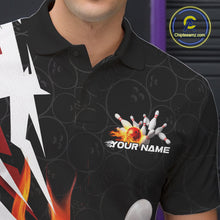 Load image into Gallery viewer, Custom Fiery Red Bowling Men Polo Shirts, Inferno Flame Bowling Team League Shirt IPHW9526