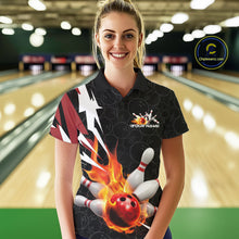 Load image into Gallery viewer, Custom Fiery Red Bowling Women Polo Shirts, Inferno Flame Bowling Team League Shirt IPHW9526