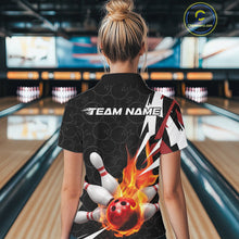 Load image into Gallery viewer, Custom Fiery Red Bowling Women Polo Shirts, Inferno Flame Bowling Team League Shirt IPHW9526