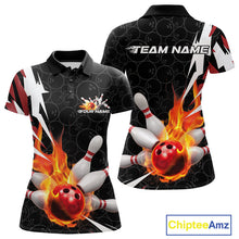 Load image into Gallery viewer, Custom Fiery Red Bowling Women Polo Shirts, Inferno Flame Bowling Team League Shirt IPHW9526