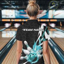 Load image into Gallery viewer, Custom Fiery Pine Green Bowling Women Polo Shirt, Inferno Flame Bowling Team League Shirt IPHW9528