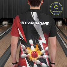 Load image into Gallery viewer, Custom Fiery Red Bowling Men Polo Team Shirts, Fire Flame Bowling Jerseys Bowler Outfit IPHW9529