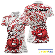 Load image into Gallery viewer, Red Camo Custom Funny Bowling Polo Shirts For Women, Bowling Team Tournament Shirt IPHW9397